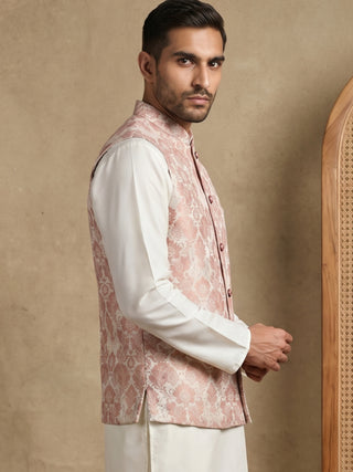 Men's Floral Jacquard Silk Blend Nehru Jacket