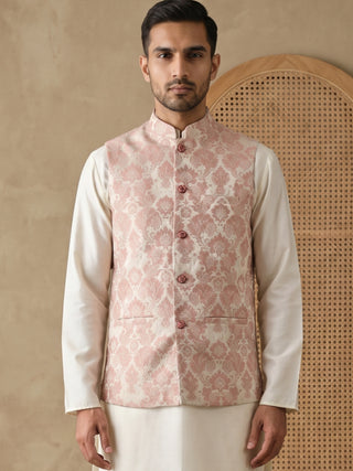 Men's Floral Jacquard Silk Blend Nehru Jacket