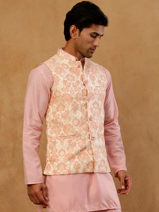 Men's Floral Jacquard Silk Blend Nehru Jacket