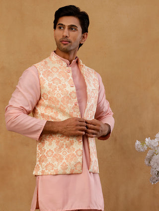 Men's Floral Jacquard Silk Blend Nehru Jacket