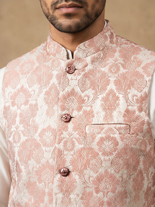 Men's Floral Jacquard Silk Blend Nehru Jacket