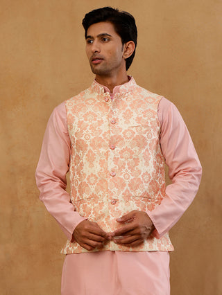 Men's Floral Jacquard Silk Blend Nehru Jacket