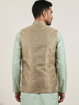 Men's Jacquard Woven Silk Blend Nehru Jacket