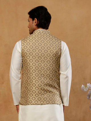 Men's Jacquard Woven Silk Blend Nehru Jacket