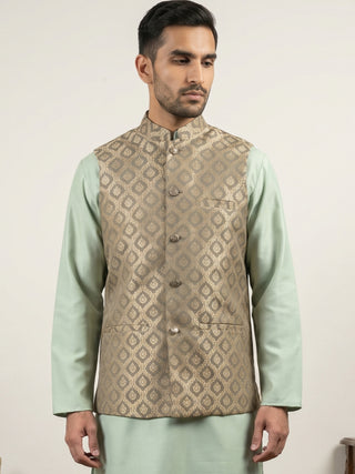 Men's Jacquard Woven Silk Blend Nehru Jacket