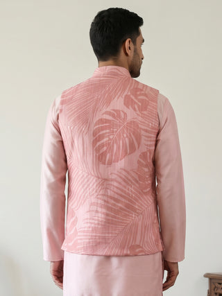 Cotton Blend Botanical Print Nehru Jacket