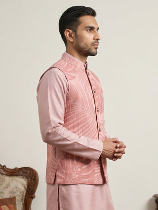 Cotton Blend Botanical Print Nehru Jacket