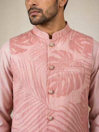 Cotton Blend Botanical Print Nehru Jacket