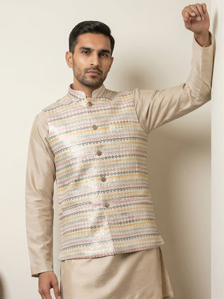 Cotton Blend Traditional Woven Nehru Jacket