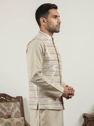 Cotton Blend Traditional Woven Nehru Jacket