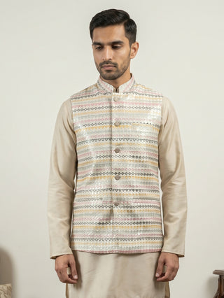 Cotton Blend Traditional Woven Nehru Jacket