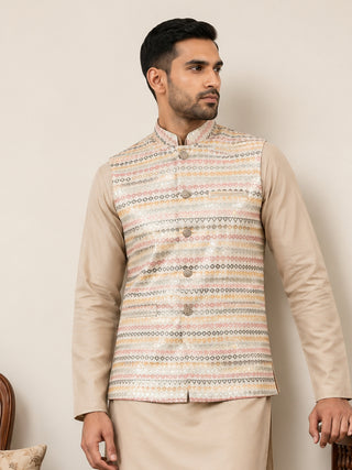 Cotton Blend Traditional Woven Nehru Jacket