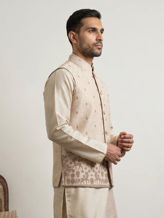Men's Ethnic Printed Cotton Blend Nehru Jacket