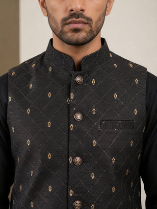 Men's Ethnic Printed Cotton Blend Nehru Jacket