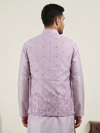 Men's Ethnic Printed Cotton Blend Nehru Jacket