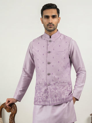 Men's Ethnic Printed Cotton Blend Nehru Jacket