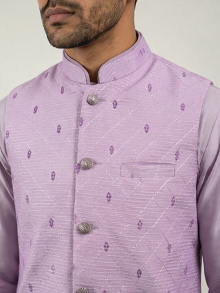 Men's Ethnic Printed Cotton Blend Nehru Jacket
