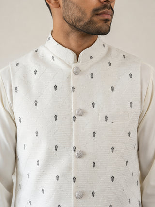 Men's Ethnic Printed Cotton Blend Nehru Jacket