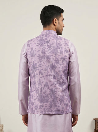 Men's Tropical Printed Cotton Blend Nehru Jacket