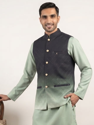 Ombre Textured Cotton Blend Nehru Jacket