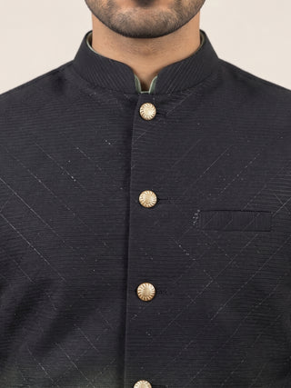Ombre Textured Cotton Blend Nehru Jacket