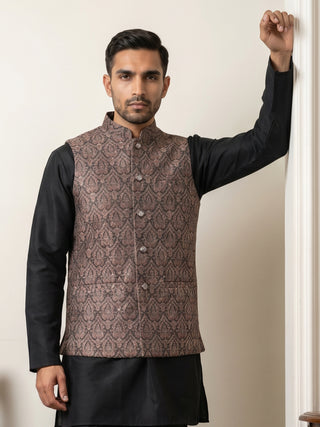 Traditional Embroidered Cotton Blend Nehru Jacket