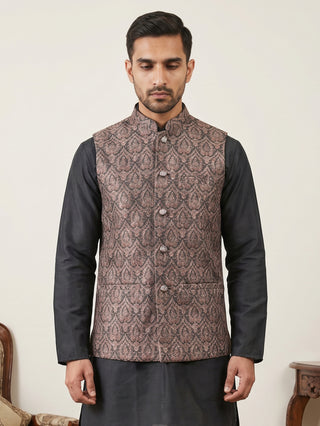 Traditional Embroidered Cotton Blend Nehru Jacket