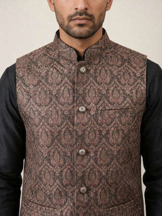 Traditional Embroidered Cotton Blend Nehru Jacket