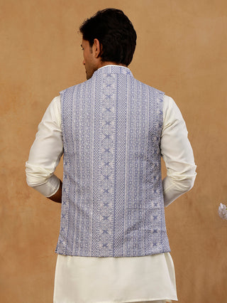 Traditional Woven Design Cotton Blend Nehru Jacket