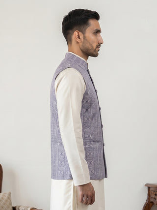 Traditional Woven Design Cotton Blend Nehru Jacket