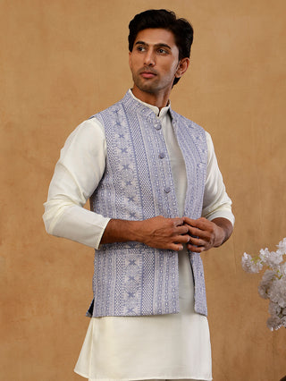 Traditional Woven Design Cotton Blend Nehru Jacket