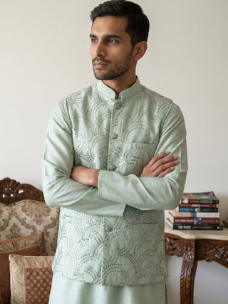 Men's Designer Sequins Embellished Nehru Jacket