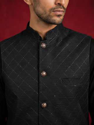 Men's Botanical Printed Silk Blend Nehru Jacket