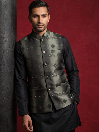 Men Jacquard Woven Design Nehru Jacket