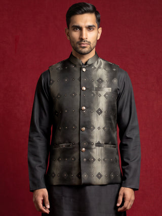 Men Jacquard Woven Design Nehru Jacket