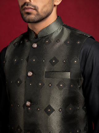 Men Jacquard Woven Design Nehru Jacket