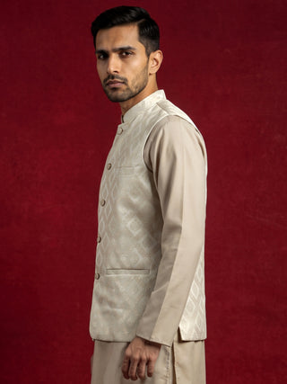 Men Jacquard Woven Design Nehru Jacket
