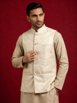 Men Jacquard Woven Design Nehru Jacket