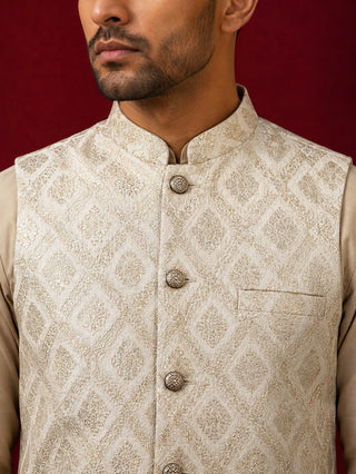 Men Jacquard Woven Design Nehru Jacket