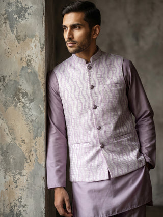 Men Jacquard Woven Design Nehru Jacket
