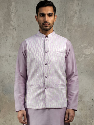 Men Jacquard Woven Design Nehru Jacket