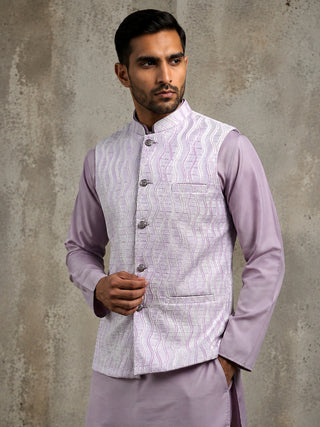 Men Jacquard Woven Design Nehru Jacket