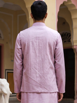 Men Silk Blend Embroidered Nehru Jacket