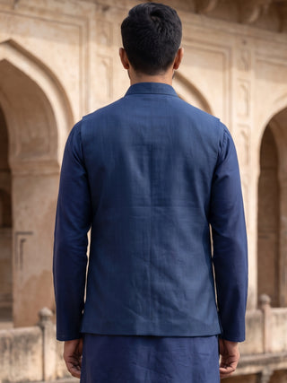 Men Silk Blend Embroidered Nehru Jacket