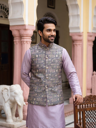 Men Jacquard Woven Design Nehru Jacket