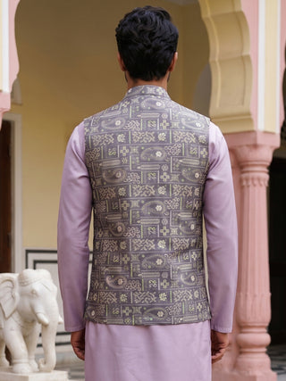 Men Jacquard Woven Design Nehru Jacket