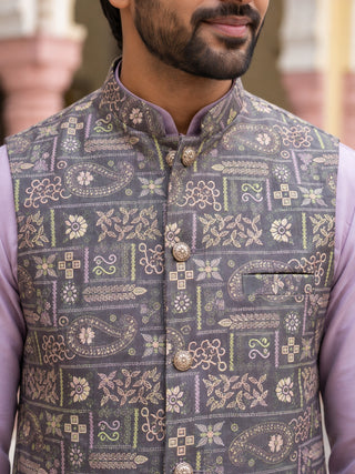 Men Jacquard Woven Design Nehru Jacket