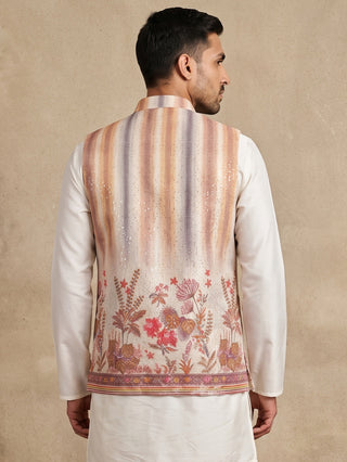 Floral Embroidered Silk Blend Nehru Jacket