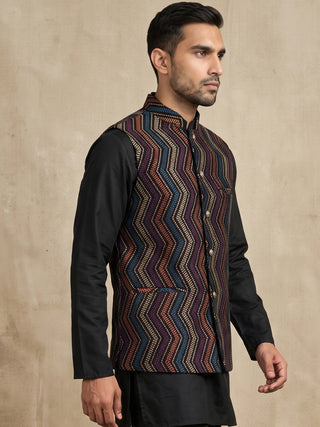 Embroidered Velvet Nehru Jacket