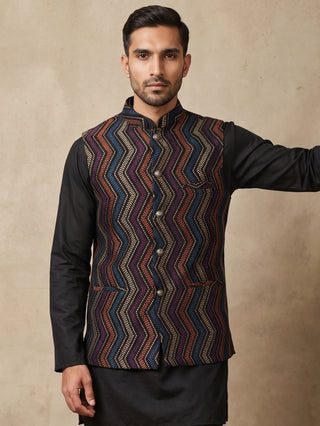 Embroidered Velvet Nehru Jacket